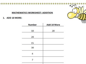 Mathematics Worksheet Stage 1