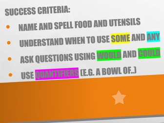 PowerPoint - Food, Utensils, Some, Any, Quantifiers - EAL