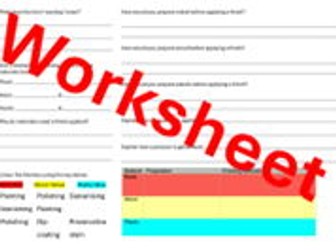 Finishing Methods worksheet CCEA GCSE