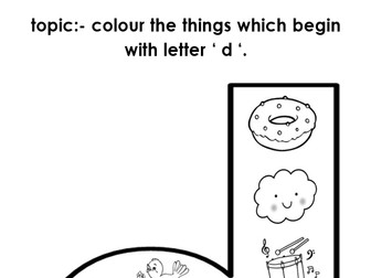 Montessori worksheet colour the things which start with letter d