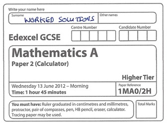 Edexcel Maths GCSE Syllabus A Higher Tier Jun 2012 Paper 2 Walkthrough with Individual Videos