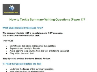 How to tackle French A-Level Paper 1 Summary Writing Question