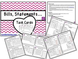 9-1 NEW SPEC Bills, Statements, Credit, Debit (Task Cards)