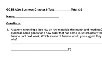 Bundle: Chapters 1-6 Business Studies tests AQA