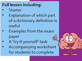 Functional Skills English - Level 1 Dictionary Skills