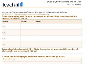 AQA GCSE Chemistry Organic Chemistry Worksheets & Answers
