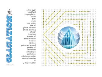 Glaciation wordsearch