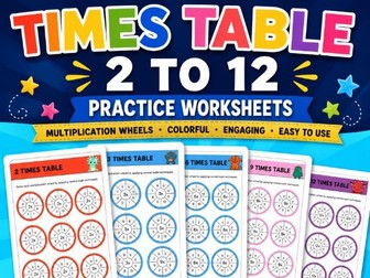 Times Table 2 to 12 Practice Worksheets Colorful