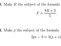 Formulae and equations worksheet (with solutions)