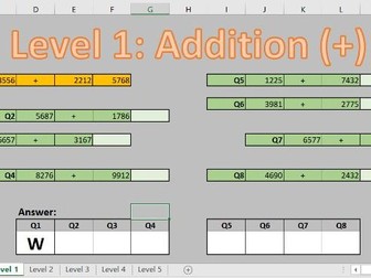 Beginner Excel Math Game