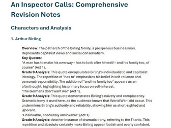 AQA Inspector Calls, Character Analysis, Themes, Book Summary.