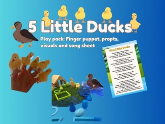 5 Little Ducks, 5 Little Ducks Finger Puppets, 5 Little Ducks Tuff Tray, Spring Songs, Counting Song