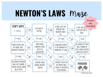 Newton's Laws of Motion Maze Worksheet