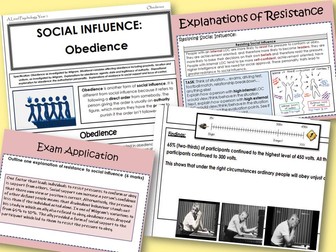 Obedience - Year 1 Social Influence - AQA A level Psychology