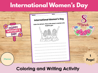 International Women’s Day Coloring and Writing Activity | Printable Worksheet