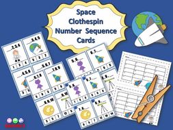 Space Clothespin Number Sequence Cards