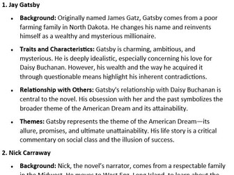 AQA A level - The Great Gatsby Revision Bundle/Links to Love through the Ages