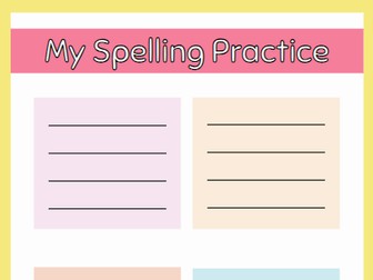 Spellings worksheet