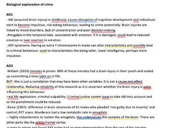 A-level Edexcel Psychology: Criminology Essay Plans