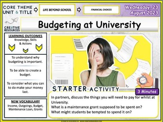 Budgeting for University Careers Lesson