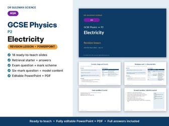 AQA GCSE Physics P2 Electricity Revision Lesson PowerPoint
