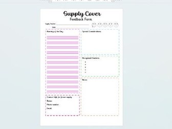 Supply Teacher Feedback Form