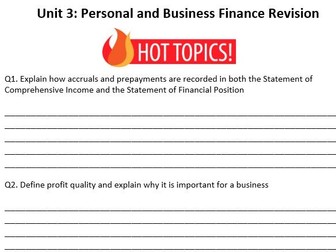 BTEC Business Unit 3 Finance HOT TOPICS May 2025