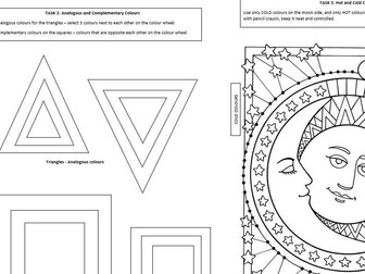 Art and Design Cover worksheet/Skills Recall. Colour Theory theme