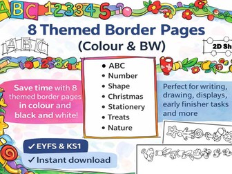 8 Themed Border Pages Colour & B/White
