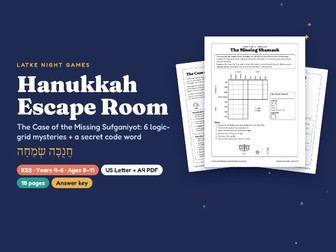 Hanukkah Escape Room KS2: Logic Puzzle Mystery for Years 4-6