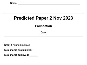 Predicted Paper 2 Novermber 2023 Edexcel Maths GCSE Resit