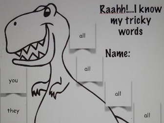 Dinosaur tricky word charts phases 2-5 Home/school