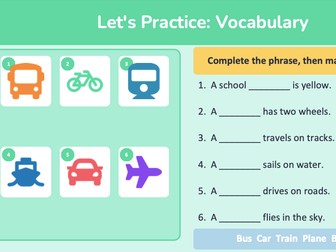 Transportation! ESL Lesson for Kids