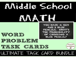 Middle school Math Word Problem Task Card Bundle