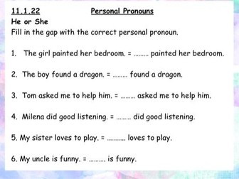 Personal Pronouns - He and She