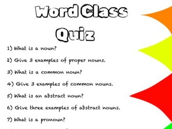 Year 4 Word Class Quiz
