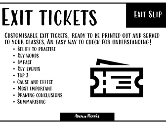 Editable/Customisable Exit Tickets
