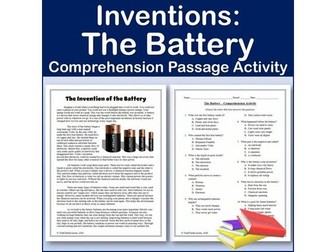 Inventions: The Battery - Reading Comp Passage & Activity | Editable