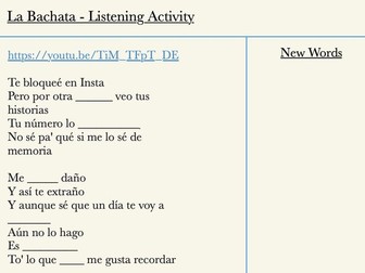 Spanish Listening Activity - La Bachata