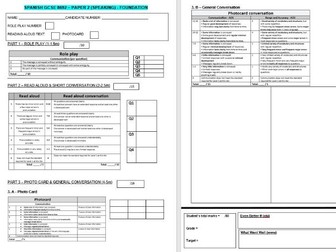 GCSE Spanish / French Speaking Marksheet F/H
