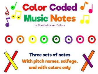 Boomwhacker Notes-Color Coded Music Notes