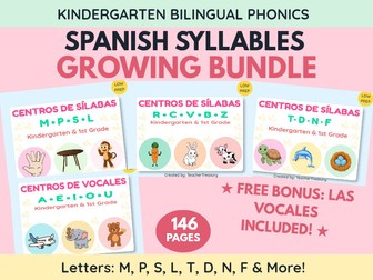 Spanish Syllables Lifetime Collection EYFS Reception Phonics Complete Series Centers Bundle