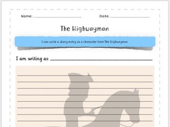 The Highwayman - Writing a Diary Entry