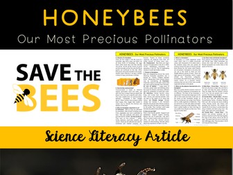 Science Literacy Article :Honeybees - Close Reading Passages | Printable,Digital