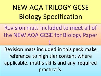 NEW AQA 2016 GCSE Trilogy Biology revision mats part 1