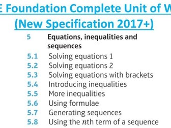 GCSE Foundation (Unit 5): Equations, Inequalities and Sequences