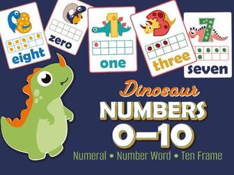 Dinosaur Number Flash Cards 0-10