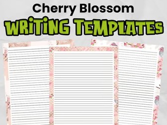 Cherry Blossom Writing Templates with Border | Thick and Thin Lines Included