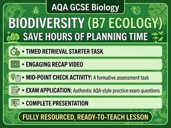 GCSE Biology/Combined  AQA Biodiversity Lesson Ready to Teach
