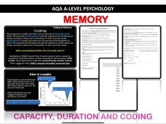 AQA A Level Psych - Memory (Capacity, duration and coding)